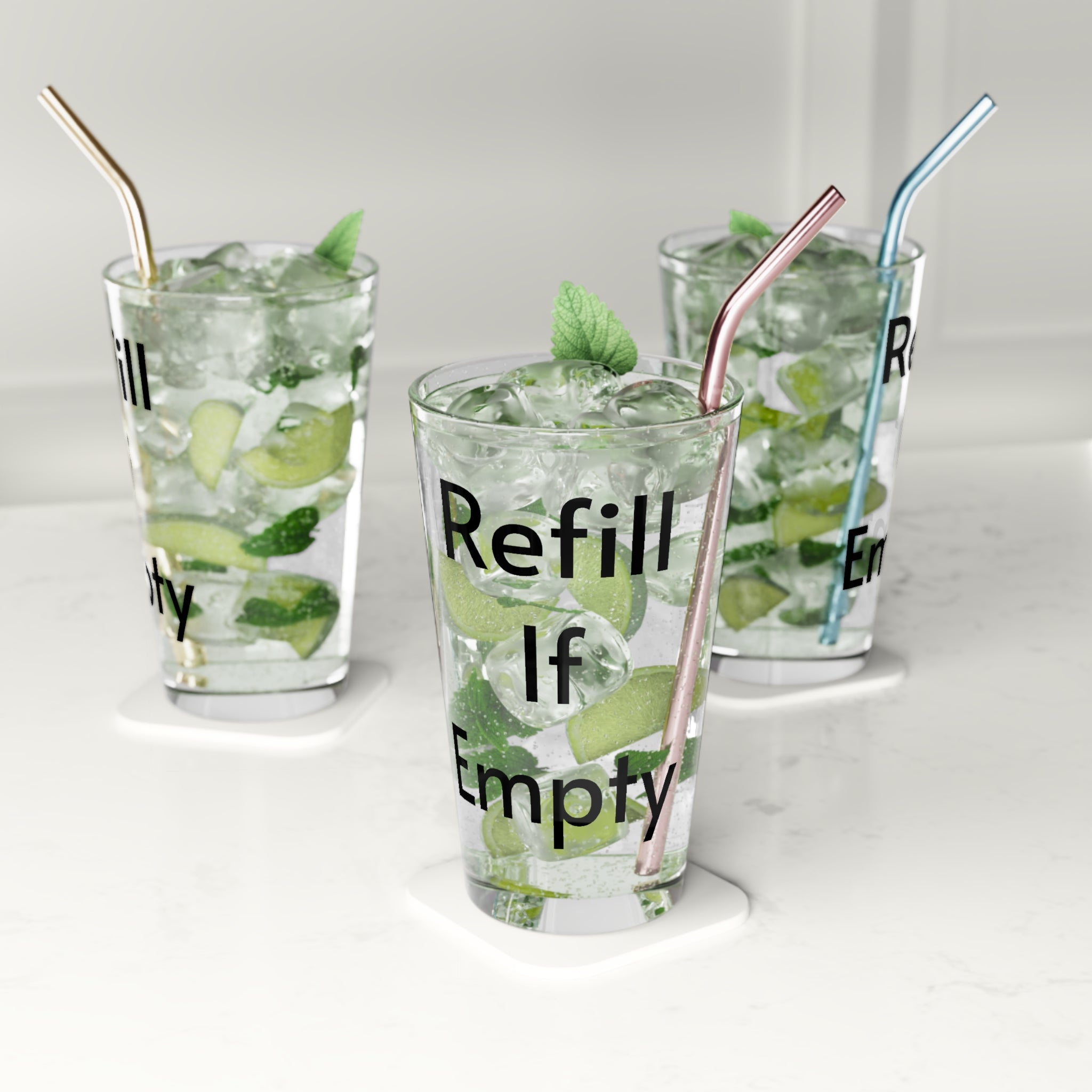 Refill If Empty 16oz Pint Glass – Funny Dishwasher-Safe Beer & Beverage Glass