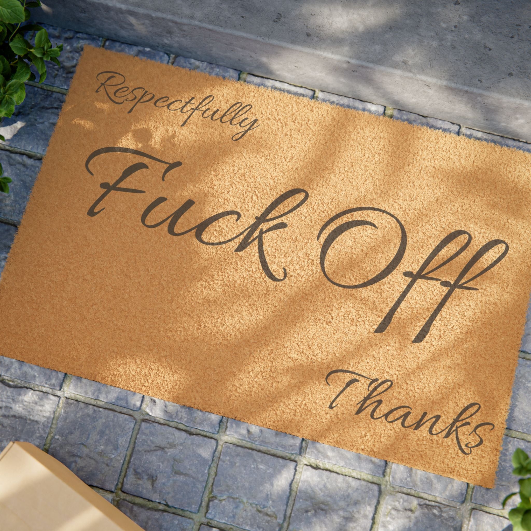 Doormat — Respectfully, Fuck Off Thanks Rustic Coir Welcome Mat